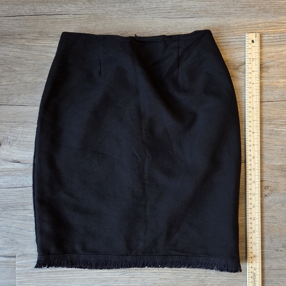 Vintage Dresses & Skirts - Vintage Johnny Dexter Black Fringe Skirt 90s 80s Y2k Size 8